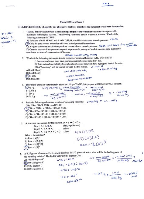 Chem 102 Exam 1 Mock Exam Lf Ij Q N IL J ULO E