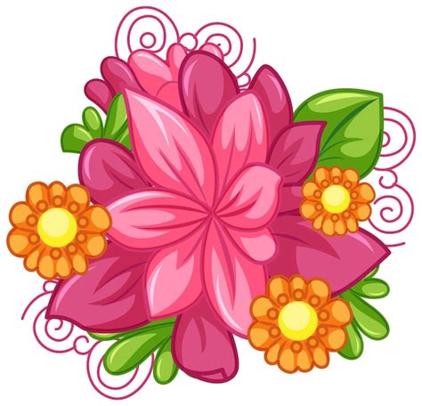 A vibrant clipart image featuring a beautiful floral arrangement with ...