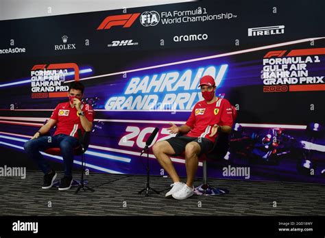 L To R Charles Leclerc Mon Ferrari And Team Mate Sebastian Vettel