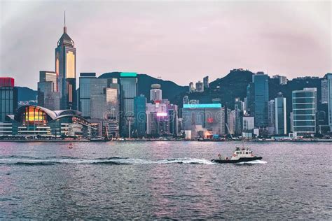 Water Boat At Victoria Harbor In Hong Kong Stock Photo Image Of