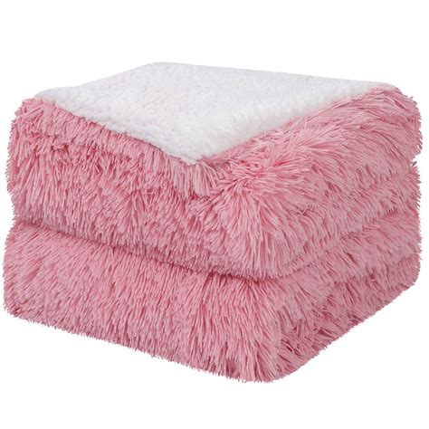 Luxury Shaggy Faux Fur Blanket Soft Sherpa Throw Blanket Pink Throw 50 X 60