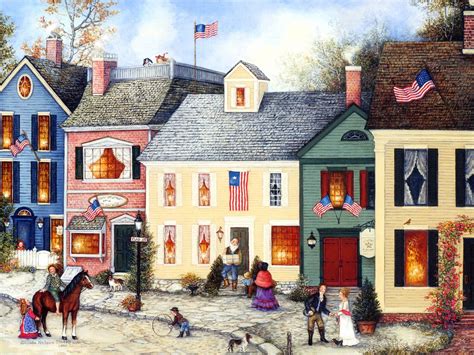 Linda Nelson Stocks Flag Street Americana Art Americana Art