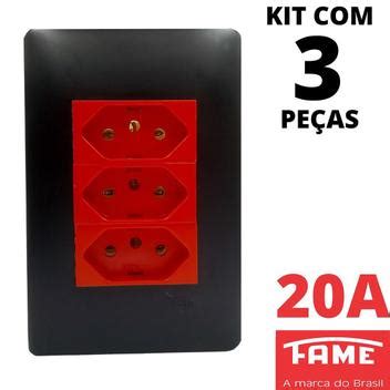 Un Tomada Padr O Tripla P T A Vermelha Placa Habitat Black Fame