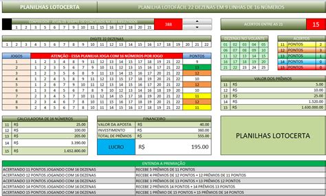 Planilha Lotof Cil Dezenas Em Linhas De N Meros Lotocerta