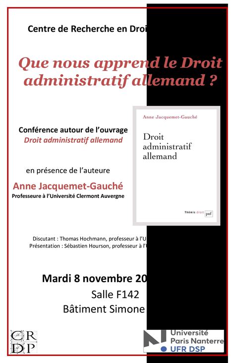 Conférence autour de louvrage Droit administratif allemand dAnne