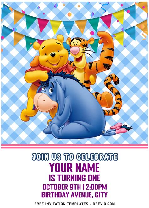 Free Editable Pdf Fun Picnic Time Winnie The Pooh Birthday Invitation