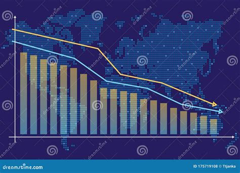 用趋势线图绘制财务下降图 全球经济危机，全球衰退，下降图 向量例证 插画 包括有 商业 烤肉 175719108