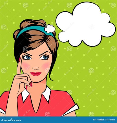 Thinking Pop Art Woman Stock Vector Illustration Of Concept 57484331