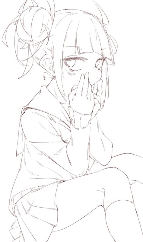 A Drawing Of A Girl With Her Hand On Her Face