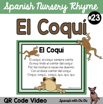 El Coquí Cancion Infantil Spanish Nursery Rhyme Song by Spanish with Chica