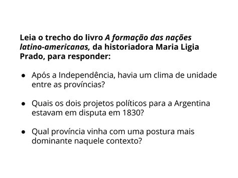 Plano De Aula 8º Ano A Independência Da Argentina E Os Conflitos