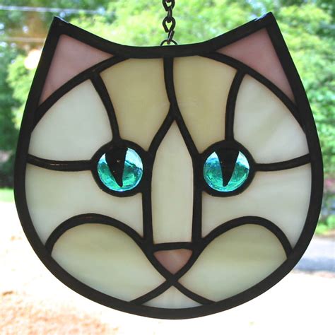 Ivory White Cat Face Stained Glass Cat Face With Aqua Blue Anna Varney Flickr