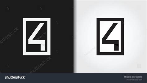 Black White Number 4 Logo Set Stock Vector (Royalty Free) 1934939051