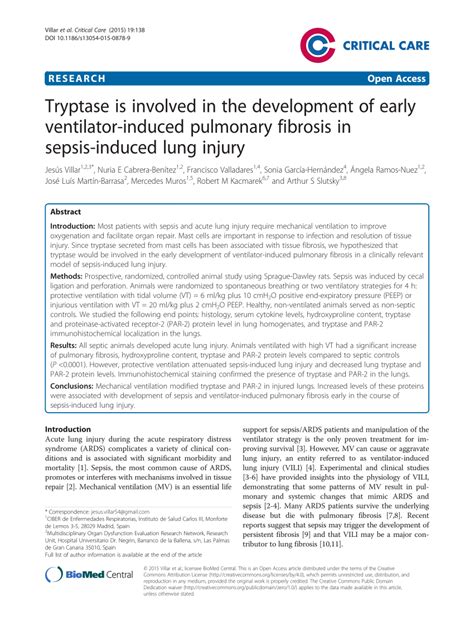 Pdf Tryptase Is Involved In The Development Of Early Ventilator