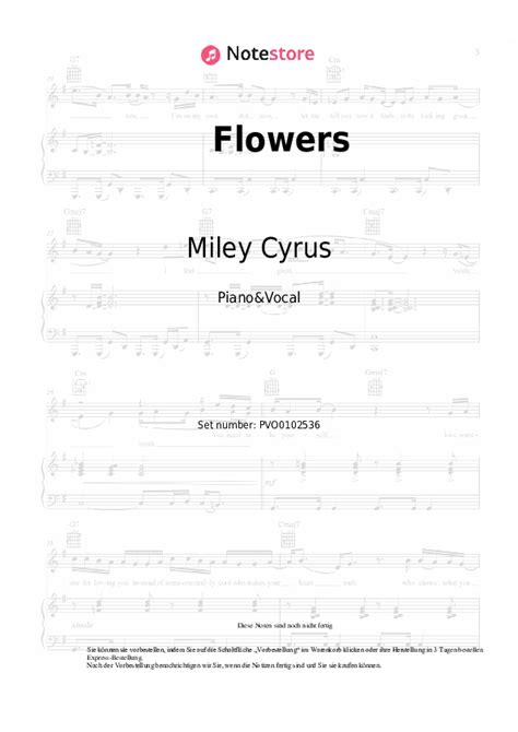 Flowers Miley Cyrus Noten Gesang Pdf Klavier Note Store De Klavier