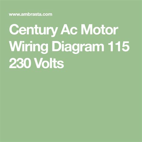 Century Ac Motor Wiring Diagram 230 Volts