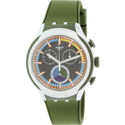 Swatch Swatch Mens Irony Yys4009 Green Silicone Swiss Quartz Watch