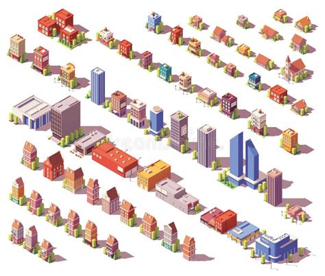 Isometric City Map Creation Kit Stock Vector Illustration Of Mapping