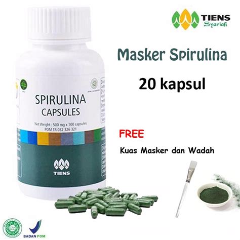 Jual Tiens Masker Spirulina Herbal Original 20 Kapsul Free Kuas