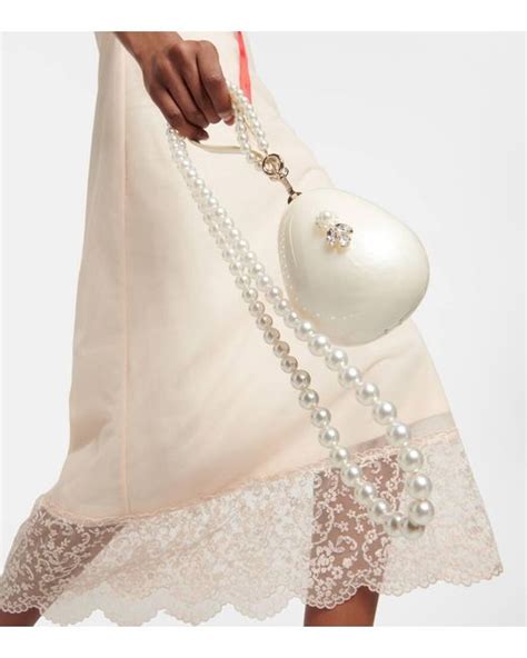 Simone Rocha Mini Egg Pearl And Crystal Clutch In White Lyst