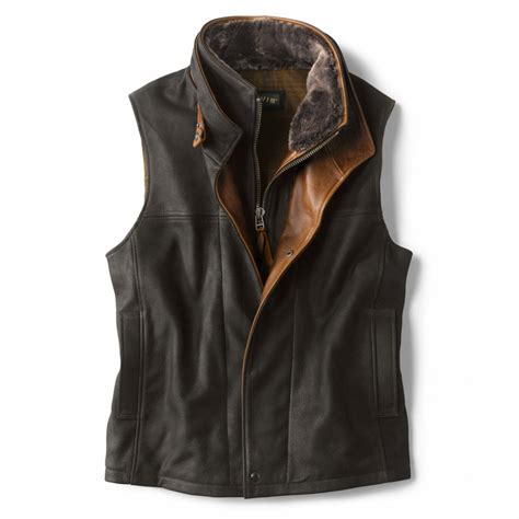 Jackets Mens Orvis Trekker Shearling Vest Black Getagrif