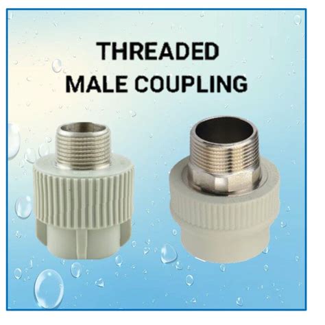 63mm 2 PPR Male Threaded Coupling Straight Socket Adaptor Hot Cold PP R Water Pipe Fitting PPR