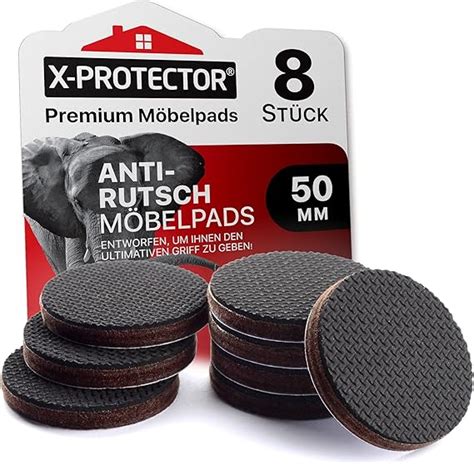 X Protector Antirutsch Pads 8 Stück 50 mm Antirutsch Gummi