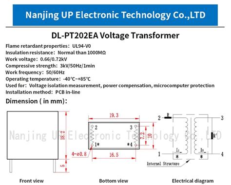 Njxse Dl Pt202ea 회전 비율 1000 1000 최대 입력 0 ~ 8ma 변압기 Pcb 회로 기판 정밀 마이크로 Ac