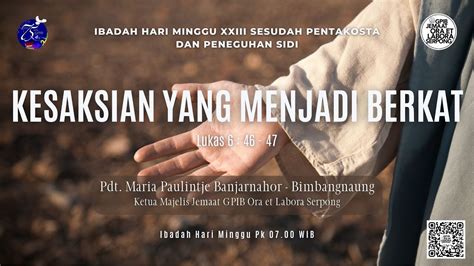 Iuhm Xxiii Sesudah Pentakosta Dan Hut Ke Gpib Jemaat Ora Et Labora