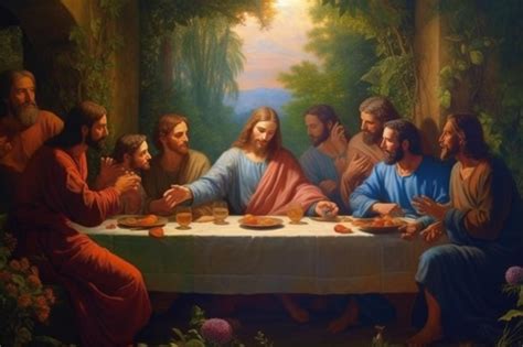 Se muestra una pintura de jesús con la última cena Foto Premium