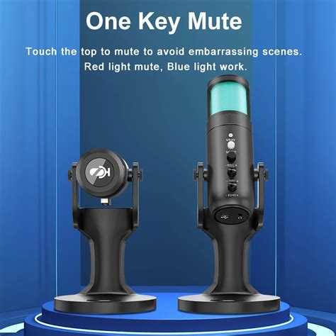 USB компьютерный микрофон с RGB дыхательный светильник, один ключ ...
