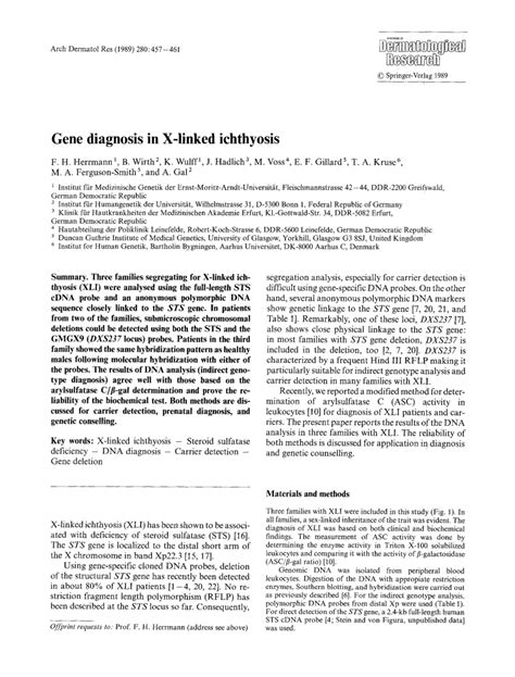 Pdf Gene Diagnosis In X Linked Ichthyosis