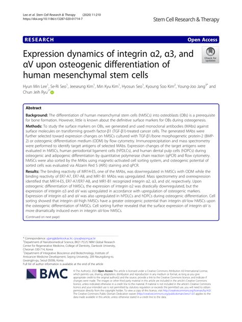 PDF Expression dynamics of integrin α2 α3 and αV upon osteogenic