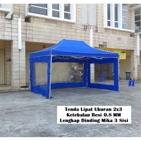 Jual Tenda Lipat Ukuran 2x3 Besi Premium Lengkap Dinding Mika 3 Sisi