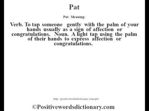 Pat definition | Pat meaning - YouTube