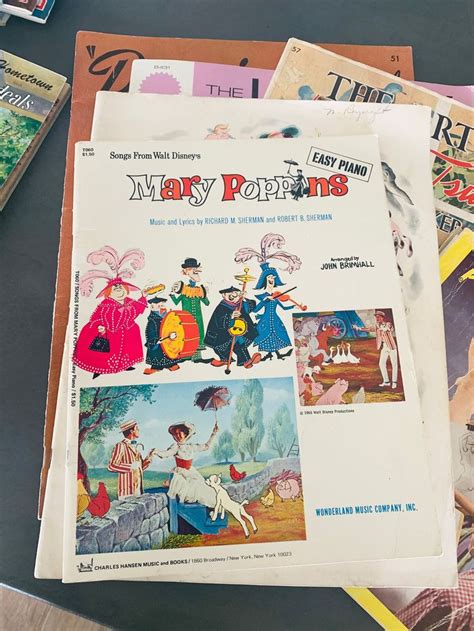 Walt Disneys Mary Poppins Music Book Easy Piano 1970 Etsy Music