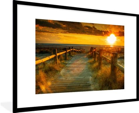 Fotolijst Incl Poster Zon Strand Duin Horizon Gras Pad