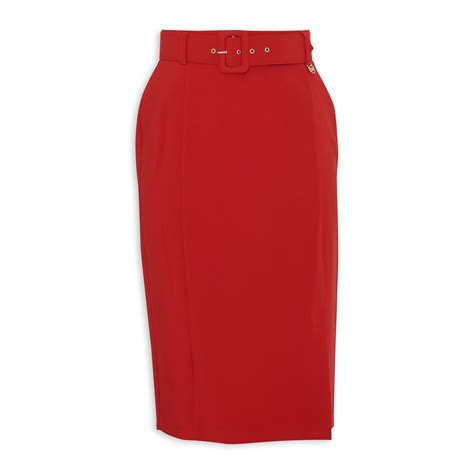 Red Belted Pencil Skirt 3081347 Daniel Hechter