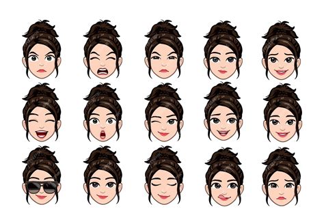 Premium Vector | Facial expressions female or Collection of young woman ...