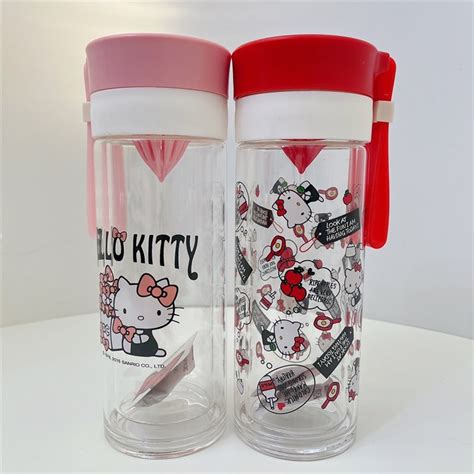 正版授權 三麗鷗 Hello Kitty 雙層耐熱玻璃瓶 果汁瓶 水瓶水杯水壺 蝦皮購物