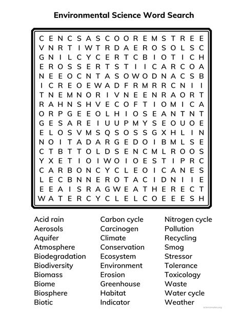 Free Printable Ecology Word Searches