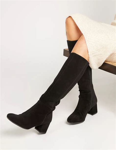 Suede Block Heel Knee High Boots Jones Bootmaker Mands