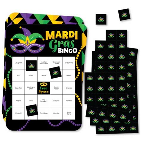 Big Dot Of Happiness Colorful Mardi Gras Mask Masquerade Party Bingo