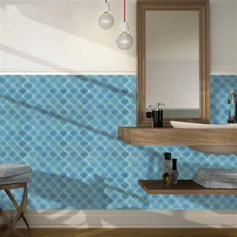 Modern Blue Arabesque Porcelain Tile For Backsplash And Floor