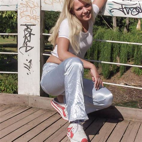 Satin Pants And Blonde Amateur Model Spandexplanet