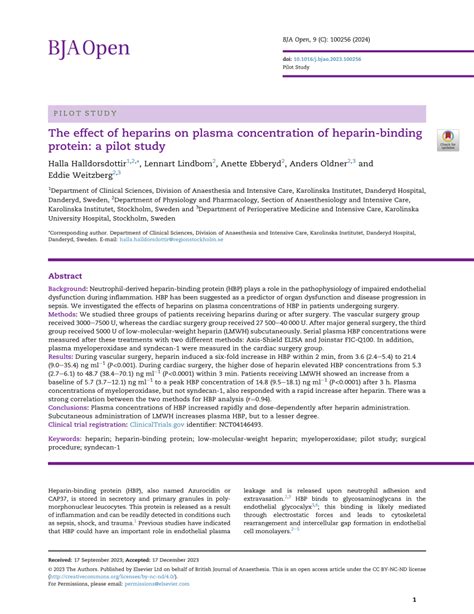 Pdf The Effect Of Heparins On Plasma Concentration Of Heparin Binding