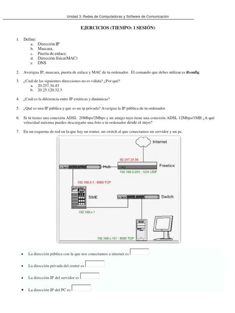 Ud 4. Actividad 1. Ejercicios de Redes | PDF 
