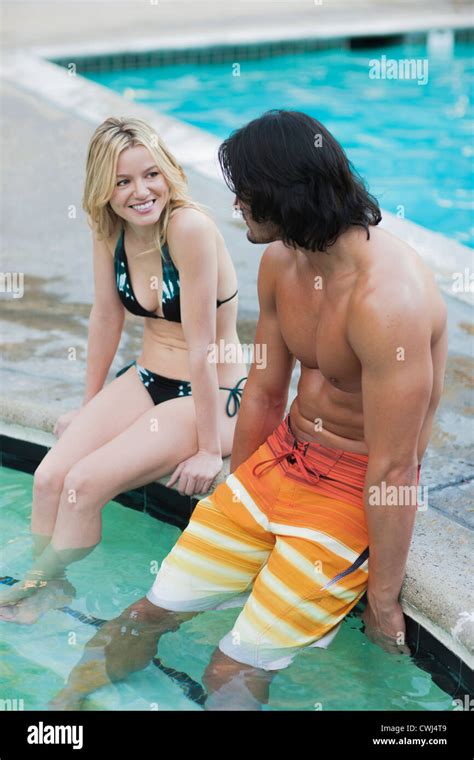 Caucasian Couple Relaxing In Hot Tub Stock Photo Alamy