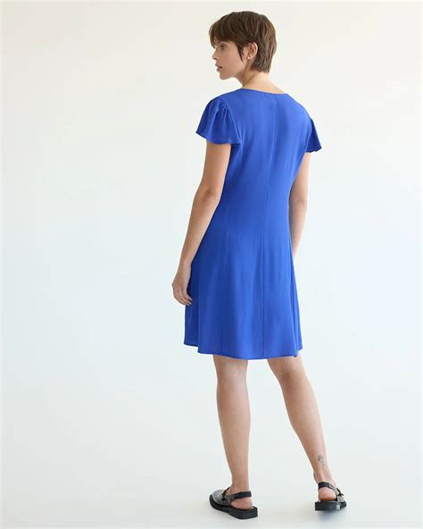 Buttoned Down Dress With Short Flutter Sleeves Reitmans