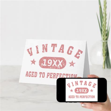 Pink Text Vintage Aged To Perfection Greeting Card Zazzle